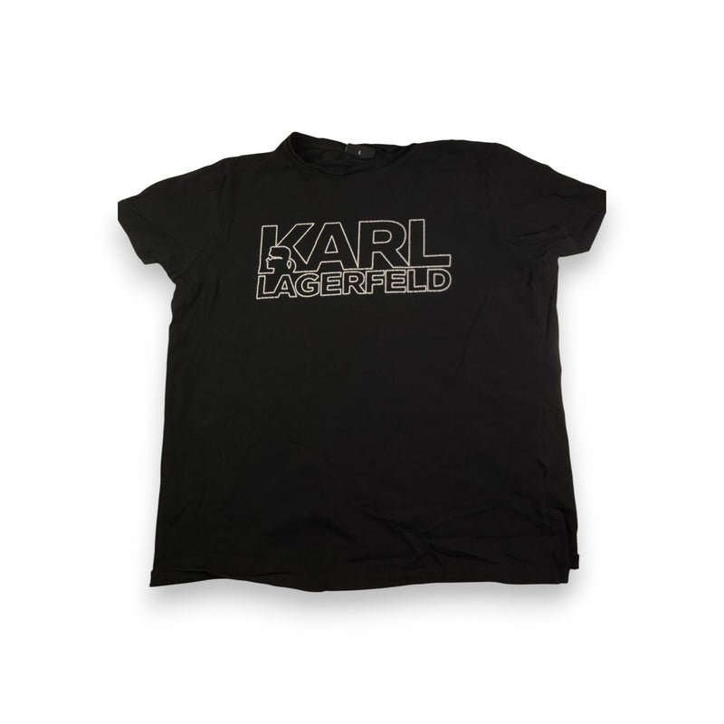 Karl Lagerfeld Big Logo T-Shirt Black Y2K Designer Size L
