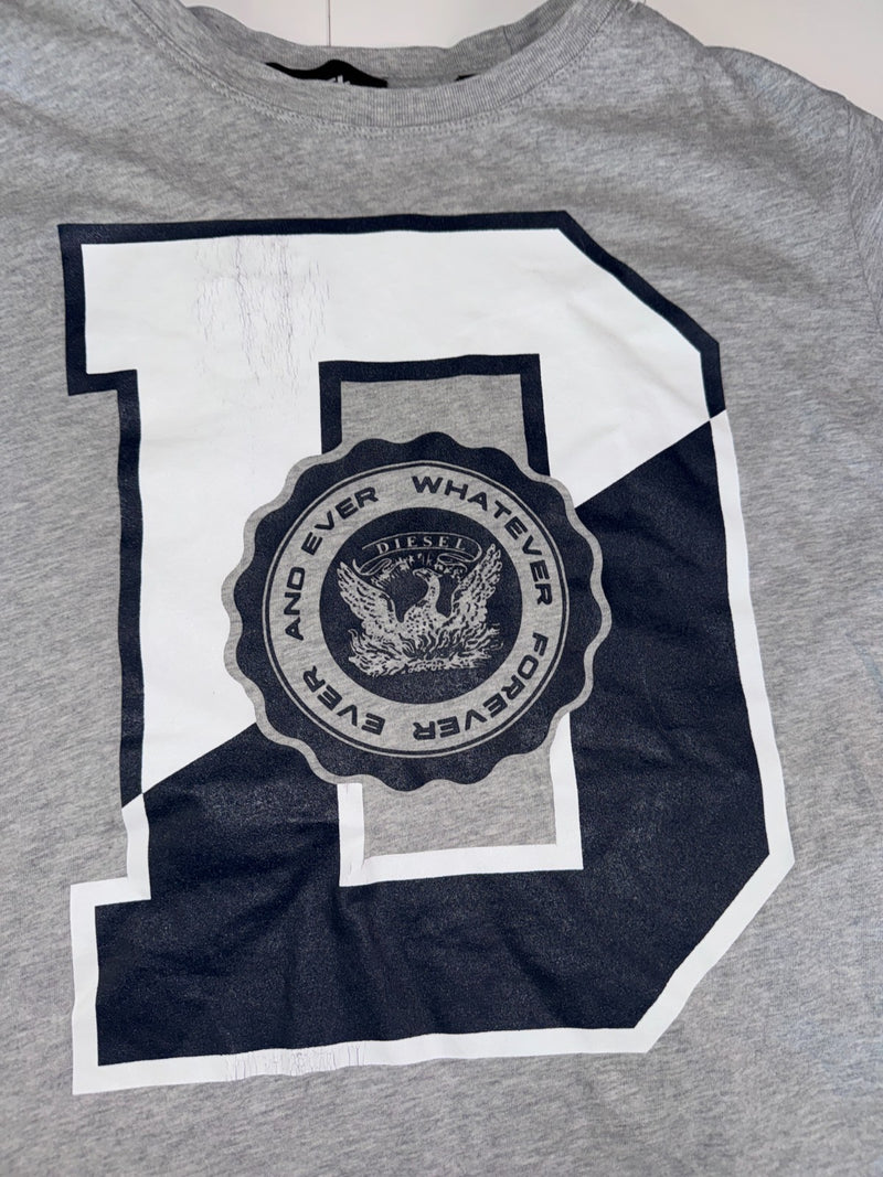 Diesel Vintage Y2K T-Shirt Big Logo Grey Size L