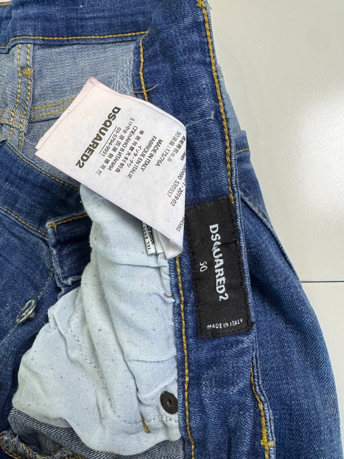 Dsquared2 Distressed Jeans Paint Splatter Y2K Slim Blue Size 50