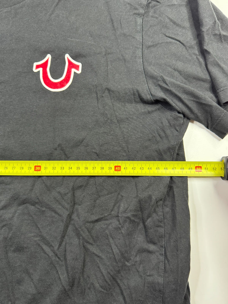 True Religion Vintage T-Shirt Black Horseshoe Logo Streetwear Y2K L