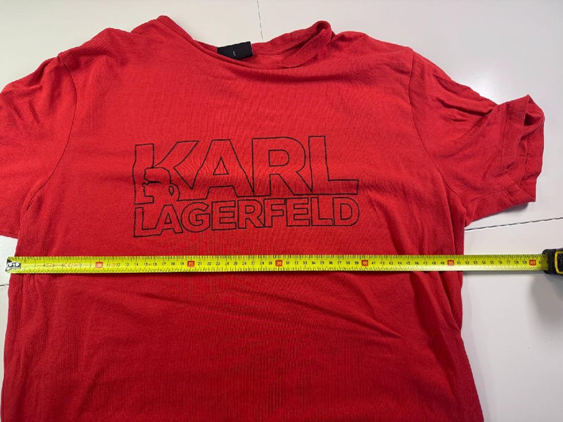 Karl Lagerfeld T-Shirt Red Big Logo Casual Streetwear Size L