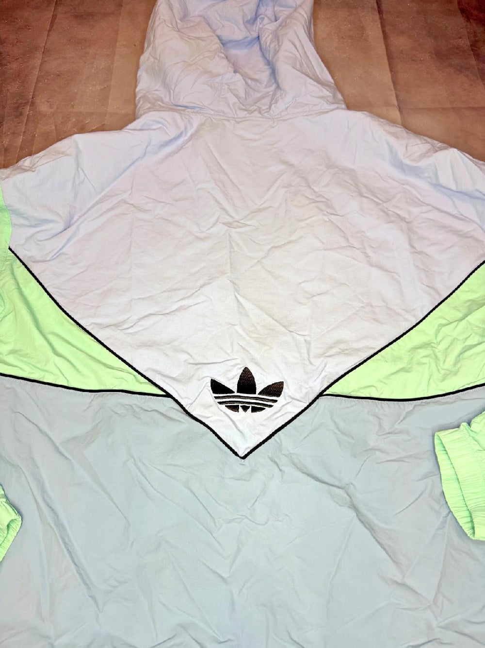 Adidas Originals Jacket Windbreaker Trefoil Hooded Grey Green Size L — 5