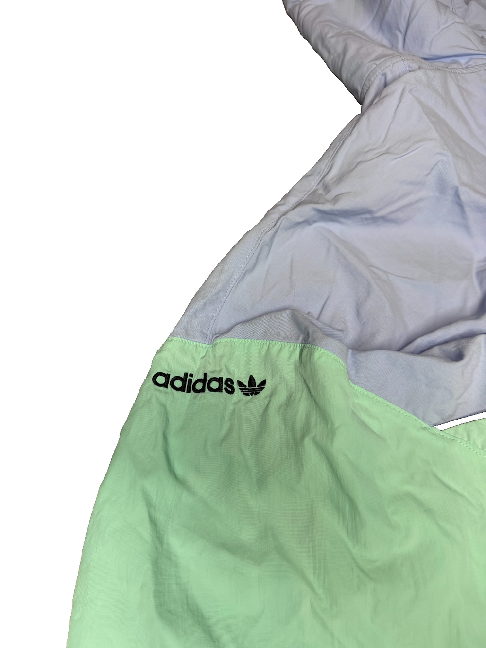 Adidas Originals Jacket Windbreaker Trefoil Hooded Grey Green Size L — 2