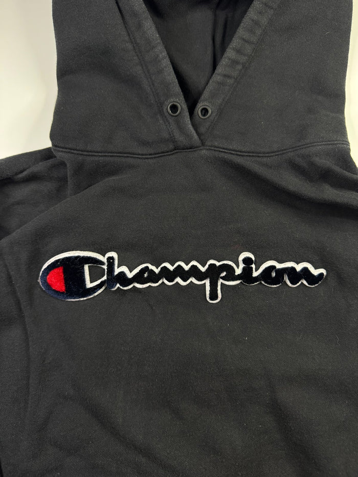 Champion Logo Hoodie Schwarz XS/S Rot Weiß Blau Schriftzug