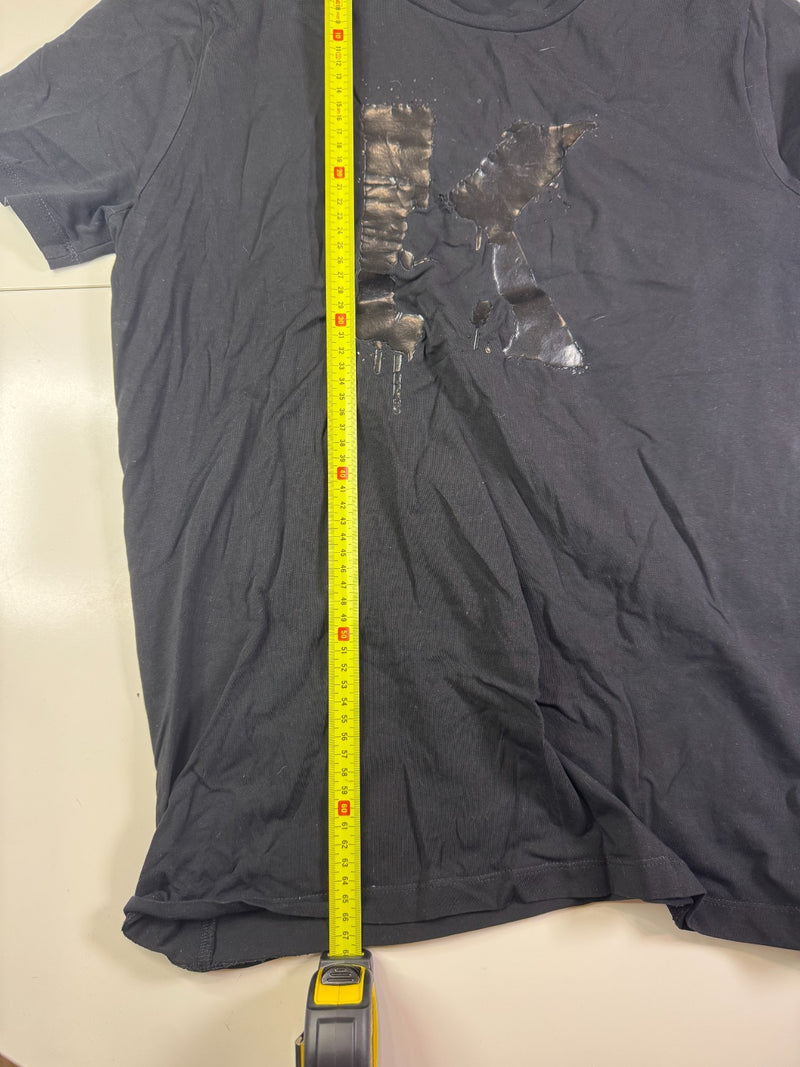 Karl Lagerfeld Distressed Print T-Shirt Black Y2K Designer Size L