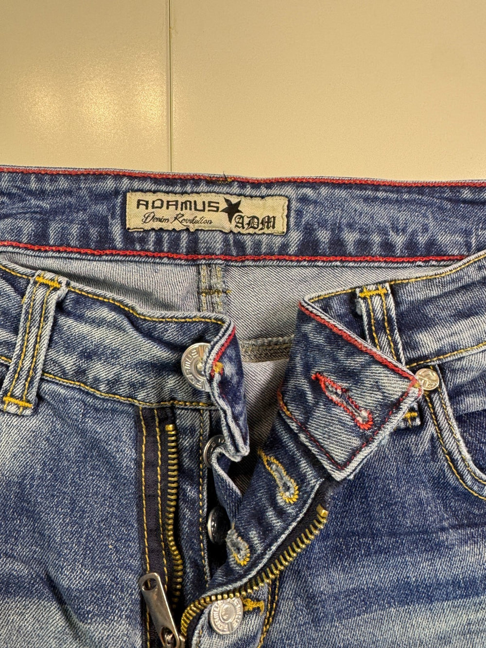 Adamus Vintage Jeans Y2K Slim Fit Blue Distressed Size L — 4