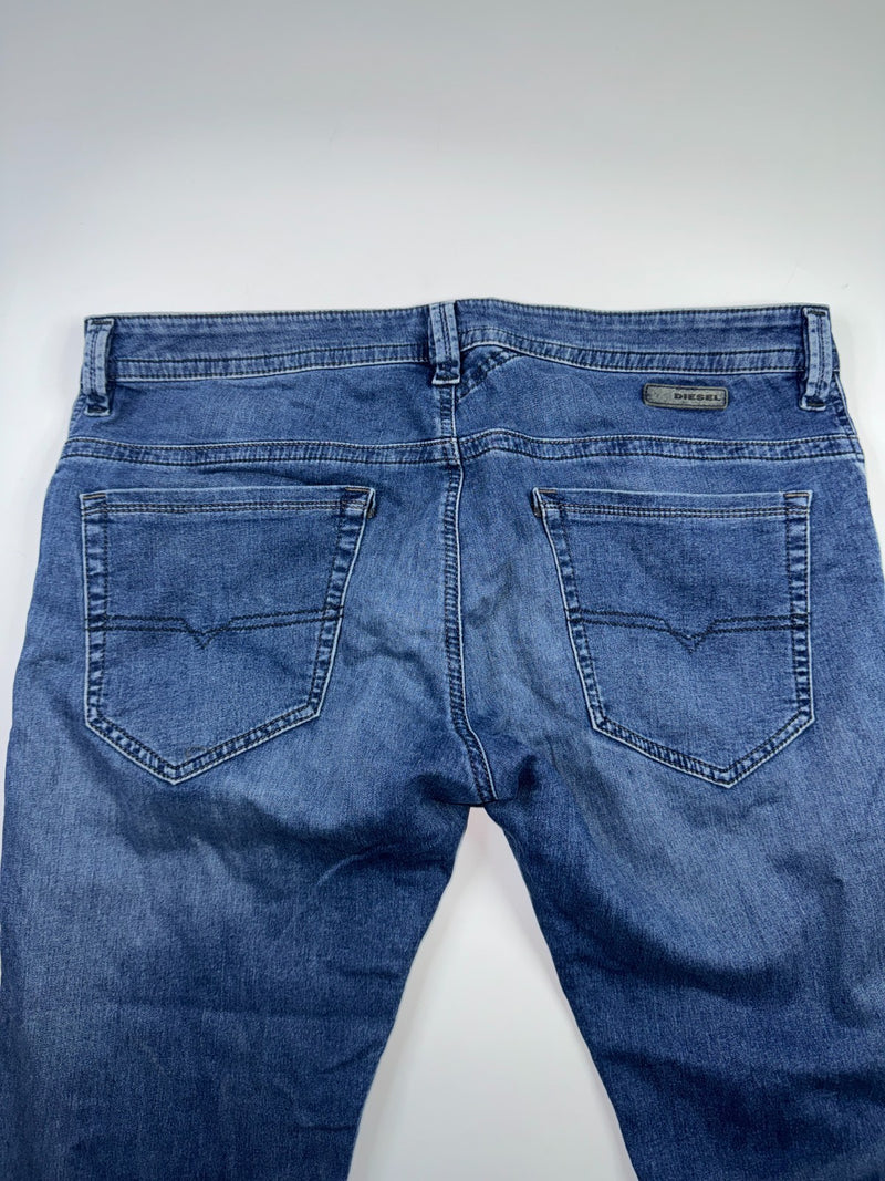 Diesel THAVAR Denim Sweat Pants Jeans W32 Blue Jogger Stretch