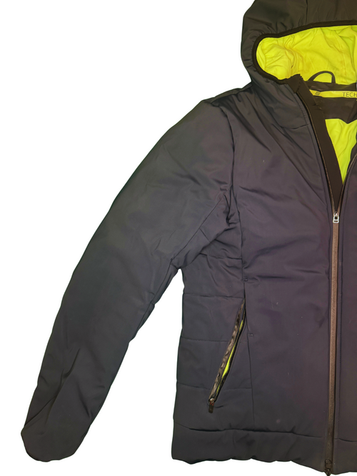 EA7 Emporio Armani Jacket Puffer Hooded Tech Black Neon Size L