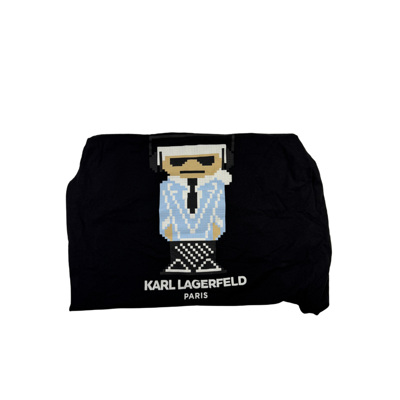 Karl Lagerfeld Vintage Y2K T-Shirt Black Pixel Logo Graphic Paris Streetwear L