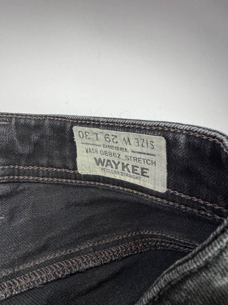 Diesel Waykee Vintage Y2K Straight Jeans W29 L30 Black Dark Wash