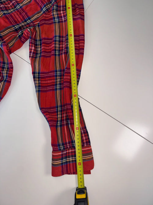 Zara Vintage Flannel Shirt Red Plaid Relaxed Fit Size L