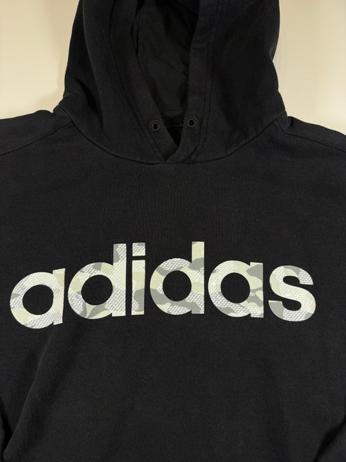 Adidas Hoodie Black Camo Logo Pullover Sweatshirt Size L