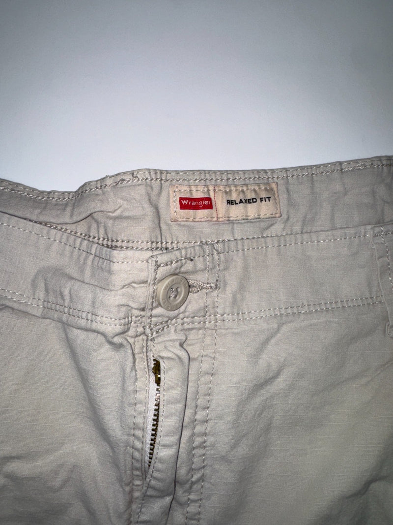 Wrangler Cargo Shorts Vintage Y2K Beige Grey Relaxed Fit W34 38