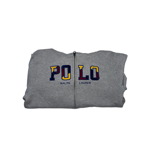 Polo Ralph Lauren Full Zip Hoodie Gray Big Logo Youth L 14-16 (Fits XS/S)