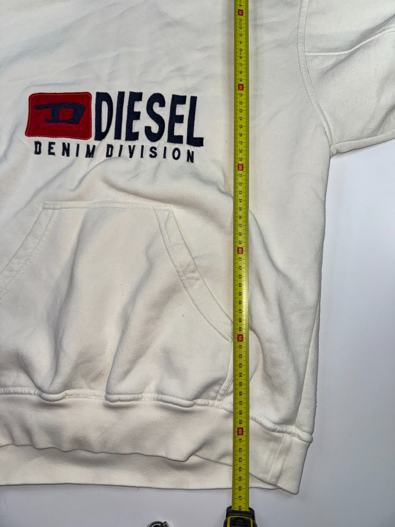 Diesel Denim Division Hoodie White Embroidered Logo Size S