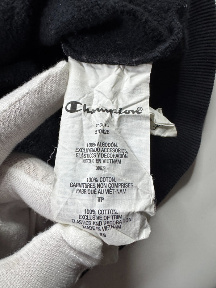 Champion Logo Hoodie Schwarz XS/S Rot Weiß Blau Schriftzug