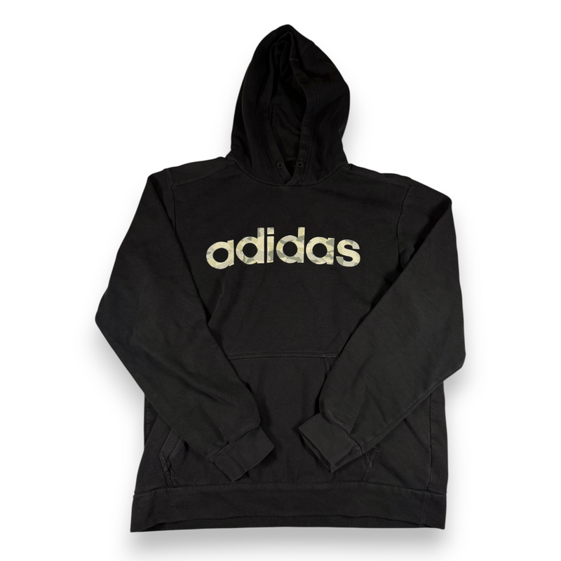 Adidas Hoodie Black Camo Logo Pullover Sweatshirt Size L