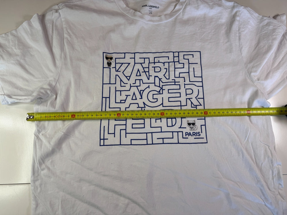 Karl Lagerfeld Paris T-Shirt Graphic Logo White Size L — 5