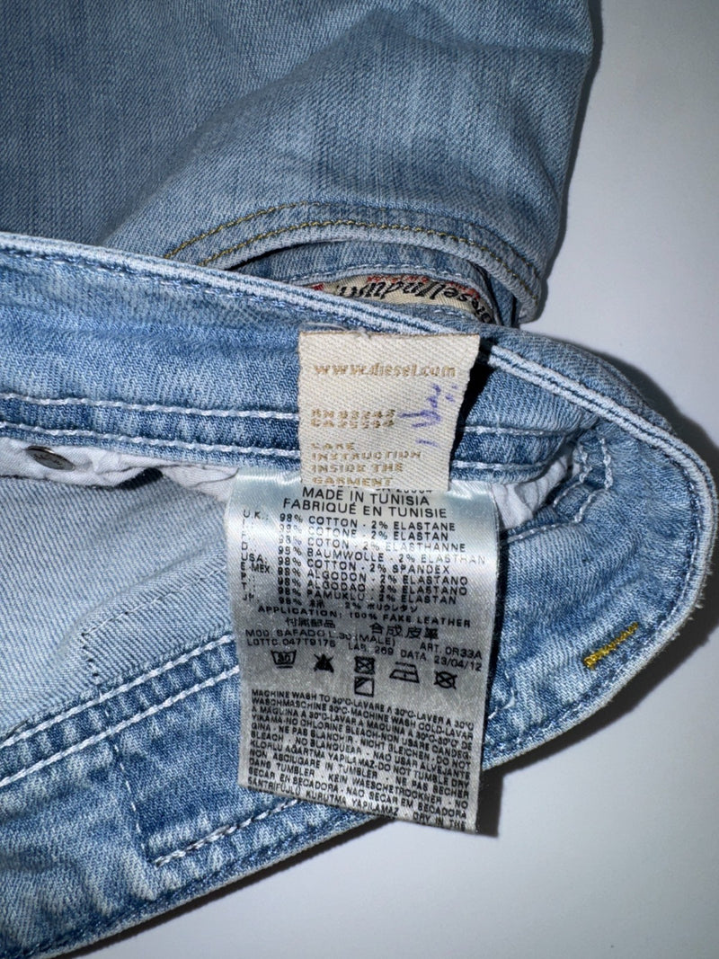 Diesel Safado Stretch Jeans Regular Slim Straight Light Blue W33 L30