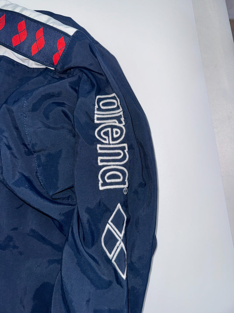 Arena Vintage Track Jacket Windbreaker Blue White Red Size 152