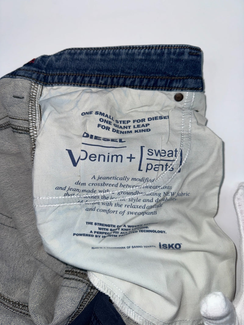 Diesel THAVAR Denim Sweat Pants Jeans W32 Blue Jogger Stretch