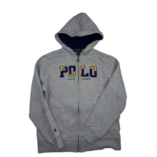 Polo Ralph Lauren Full Zip Hoodie Gray Big Logo Youth L 14-16 (Fits XS/S)