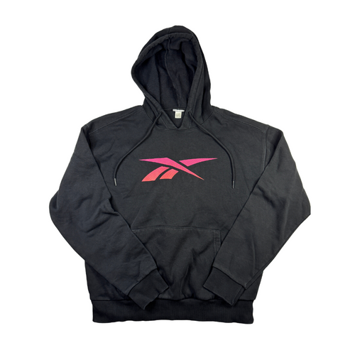 Reebok Vintage Y2K Hoodie Black Pink Big Logo Pullover Streetwear